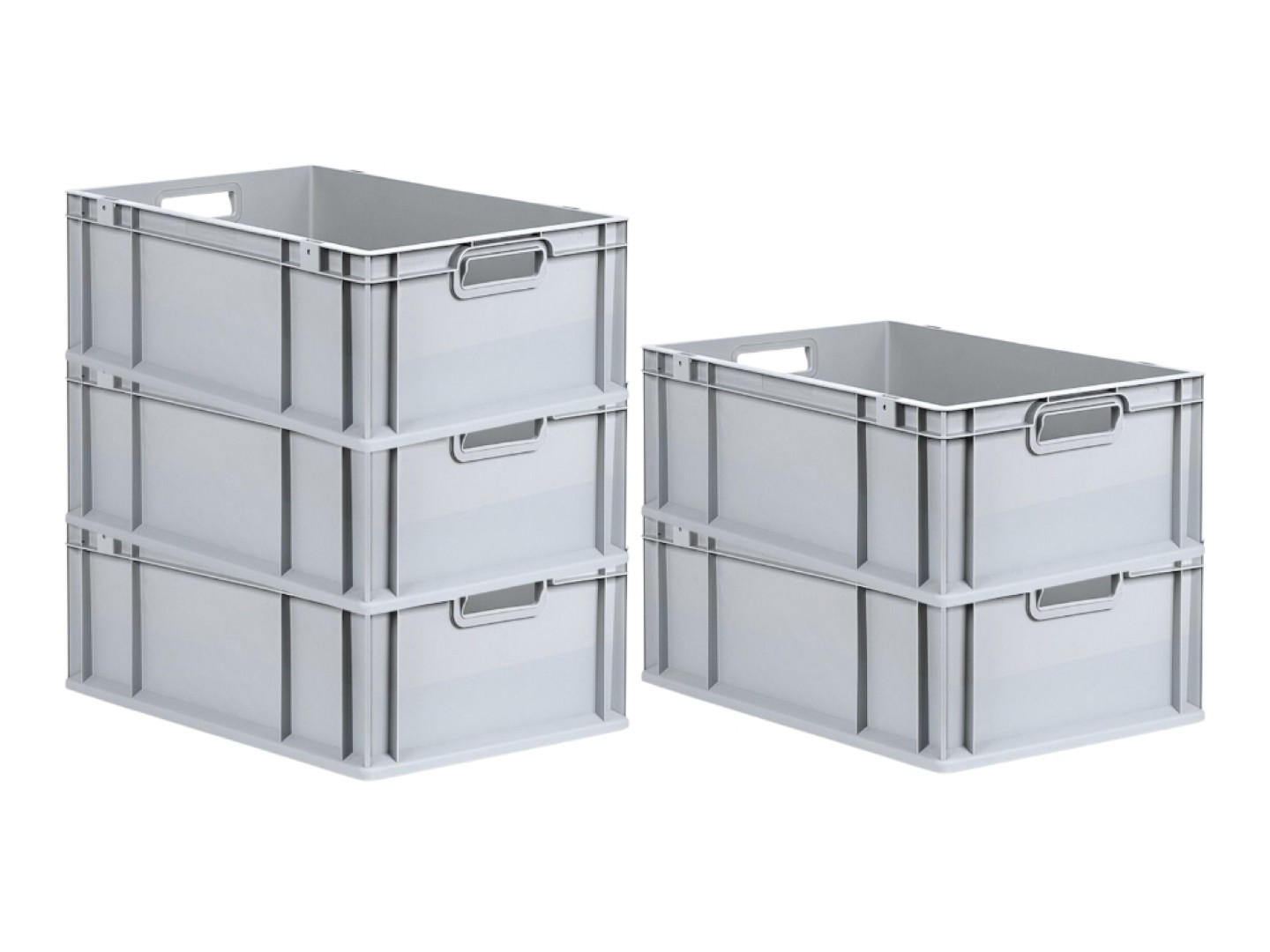 EUROBOX 5x Nextgen Economy Griffe Offen 22x40x60cm 44 Liter - Grau, Kunststoff (40/22/60cm) - PROREGAL