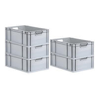 EUROBOX 5x Nextgen Economy Griffe Offen 22x40x60cm 44 Liter - Grau, Kunststoff (40/22/60cm) - PROREGAL
