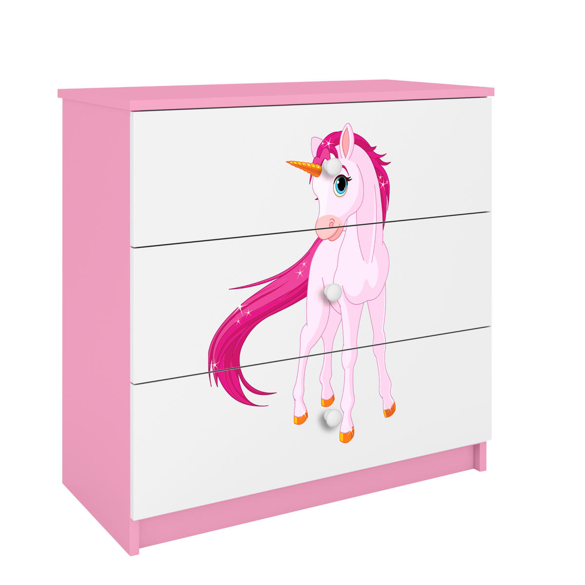 KOMMODE Babydreams Einhorn 81/81/41 - Rosa, Holzwerkstoff (81/81/41cm) - RAUMHIRSCH FURNITURE