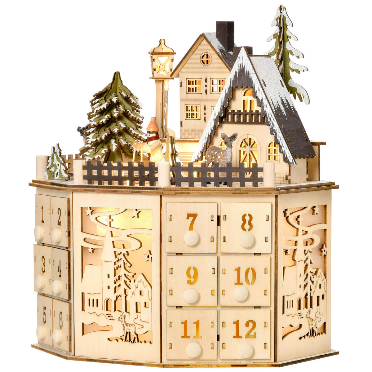 ADVENTSKALENDER Naturfarben 25.0/20.0/29.0cm - Naturfarben, Holz (20/29/25cm)