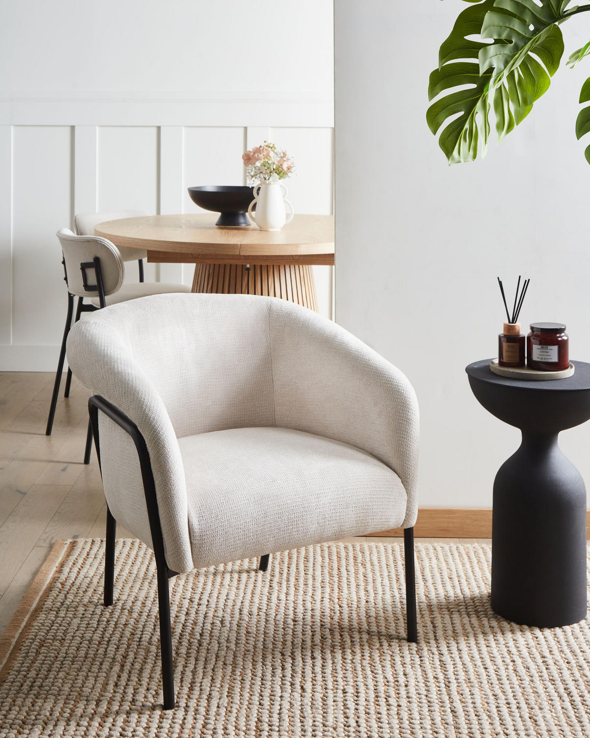 SESSEL Hellbeige Krossen - Beige/Schwarz, Textil (68/73/64cm) - Beliani