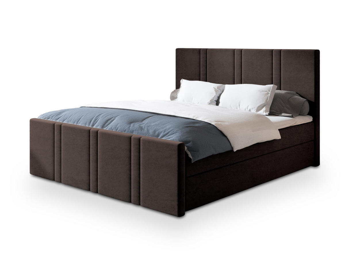 POSTEL BOXSPRING COMOZA 160x200 cm, s matrací a úložným prostorem, hnědá - hnědá, kompozitní dřevo/textil (160/200cm) - MASSENO