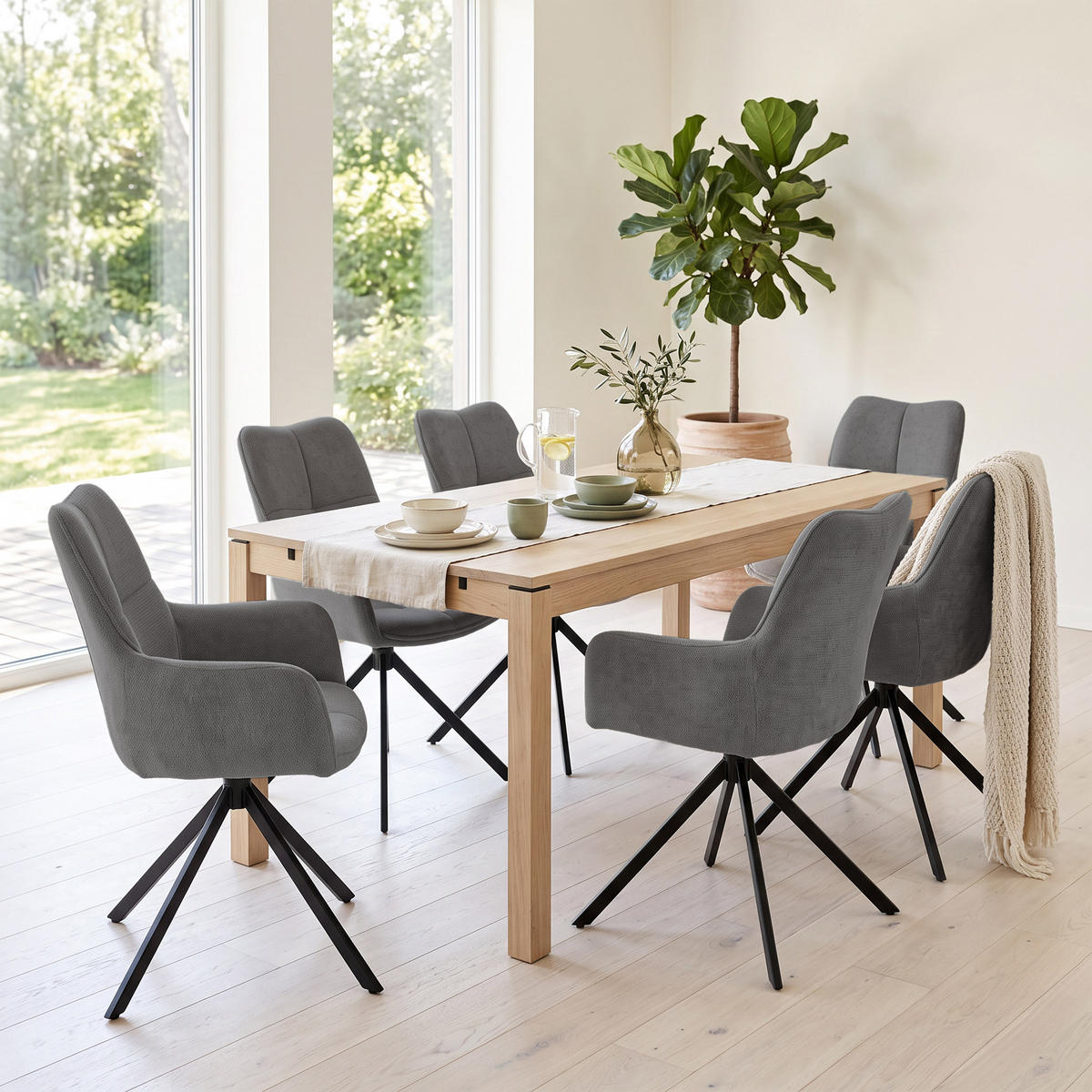 ARMLEHNENSTUHL Pecto mit Drehfunktion und schwarzem Metallgestell, Dunkelgrau - Dunkelgrau/Schwarz, Metall (43/93/55cm) - Beautysofa