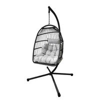 HÄNGESESSEL - Polyrattan / Stahl - Schwarz, Kunststoff/Textil (95/190/95cm) - home24
