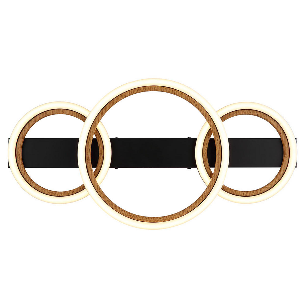 LED DECKENLEUCHTE Holzoptik Braun Ring Design - Schwarz, Metall (58/30/7cm) - Globo Lighting