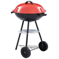 HOLZKOHLEGRILL Tragbar XXL Mit Rädern 44 Cm - Rot, Metall (44/75/44cm) - vidaXL