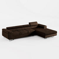 ECKSOFA VEMO CORE PLUS Rechts Dunkelbraun Velours-Stoff mit Schlaffunktion und Bettkasten - Dunkelbraun, Holz/Metall (350/205cm) - Barchello