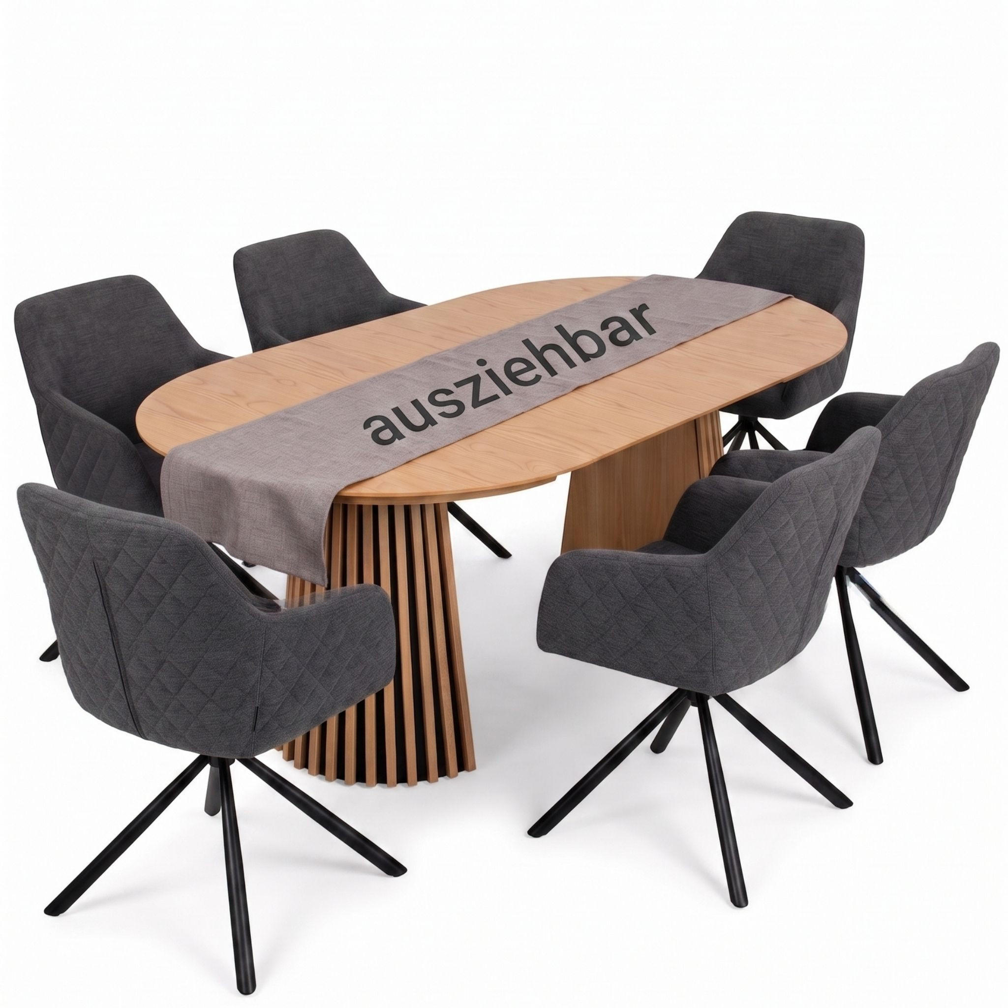 ESSZIMMER-SET Cuneo und Oria - Braun/Grau, Holz (210/75/120cm) - Mr. Deko