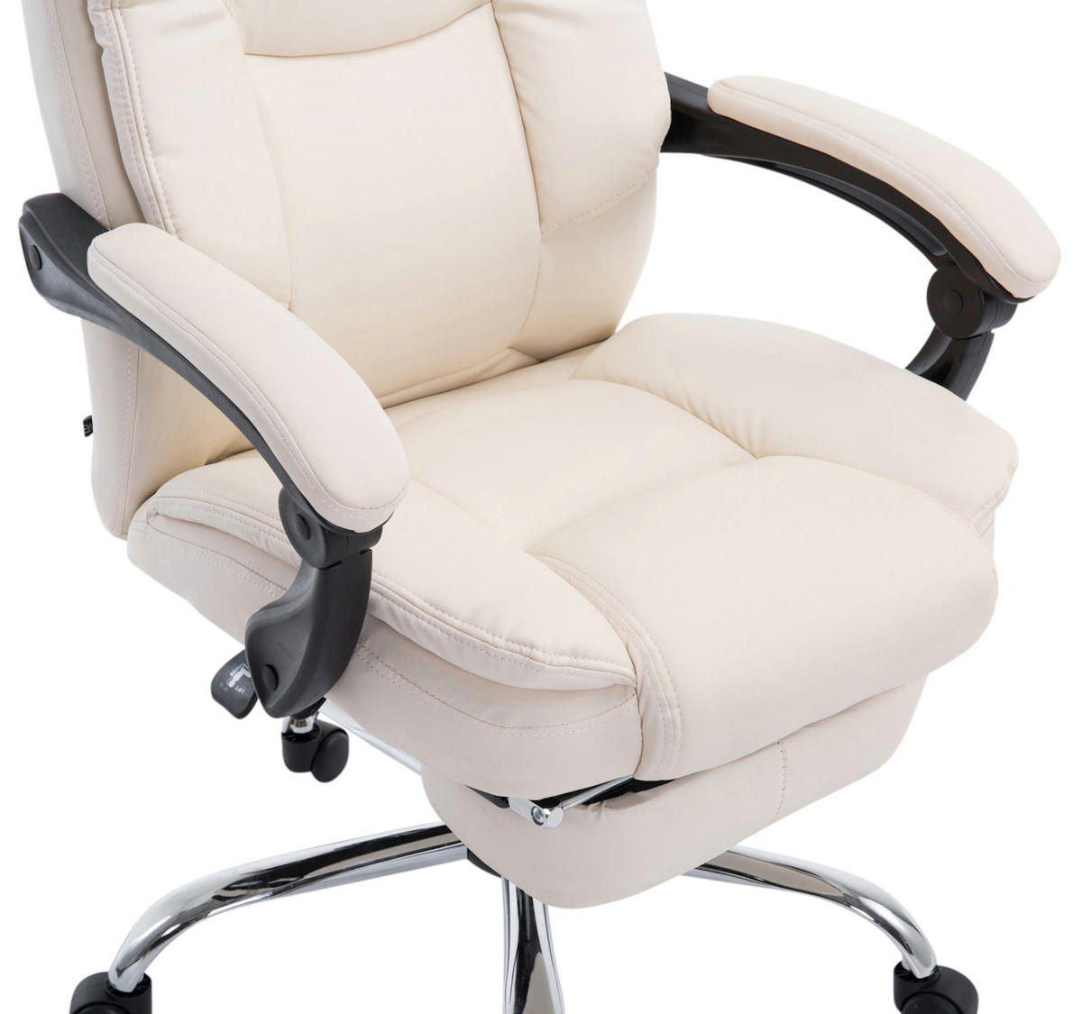 CHEFSESSEL Lederlook Creme - Chromfarben/Creme, Textil/Metall (67/114/64cm) - CLP