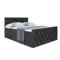 BOXSPRINGBETT AMAY-Z KING - 200x200 - H3/H4 - Schwarz - Schwarz, Holzwerkstoff (200/200cm) - ALTDECOR