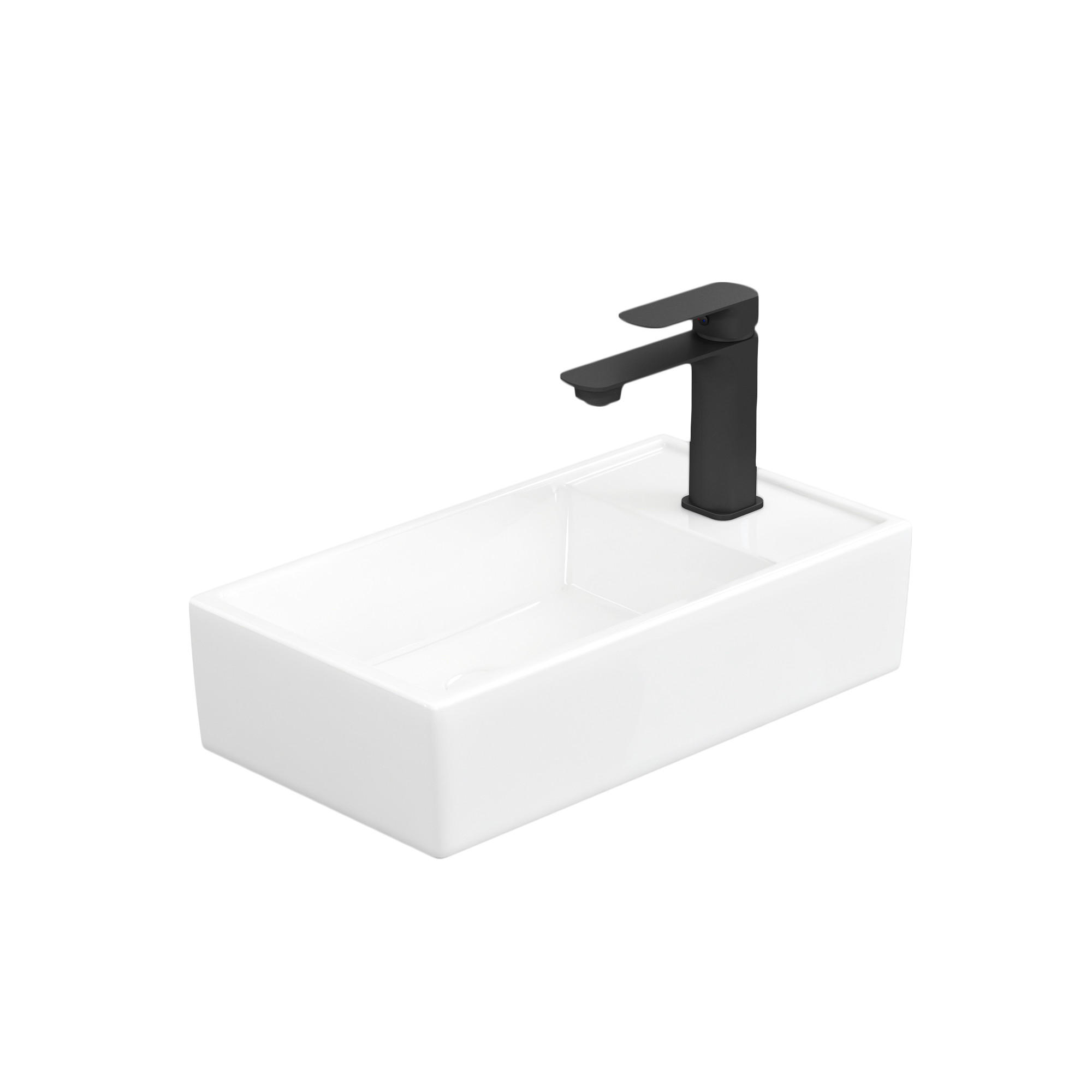 WASCHBECKEN Keramik Aufsatzbecken 41 / 22 / 10 cm - Weiß, Keramik (22/10/41cm) - EMKE