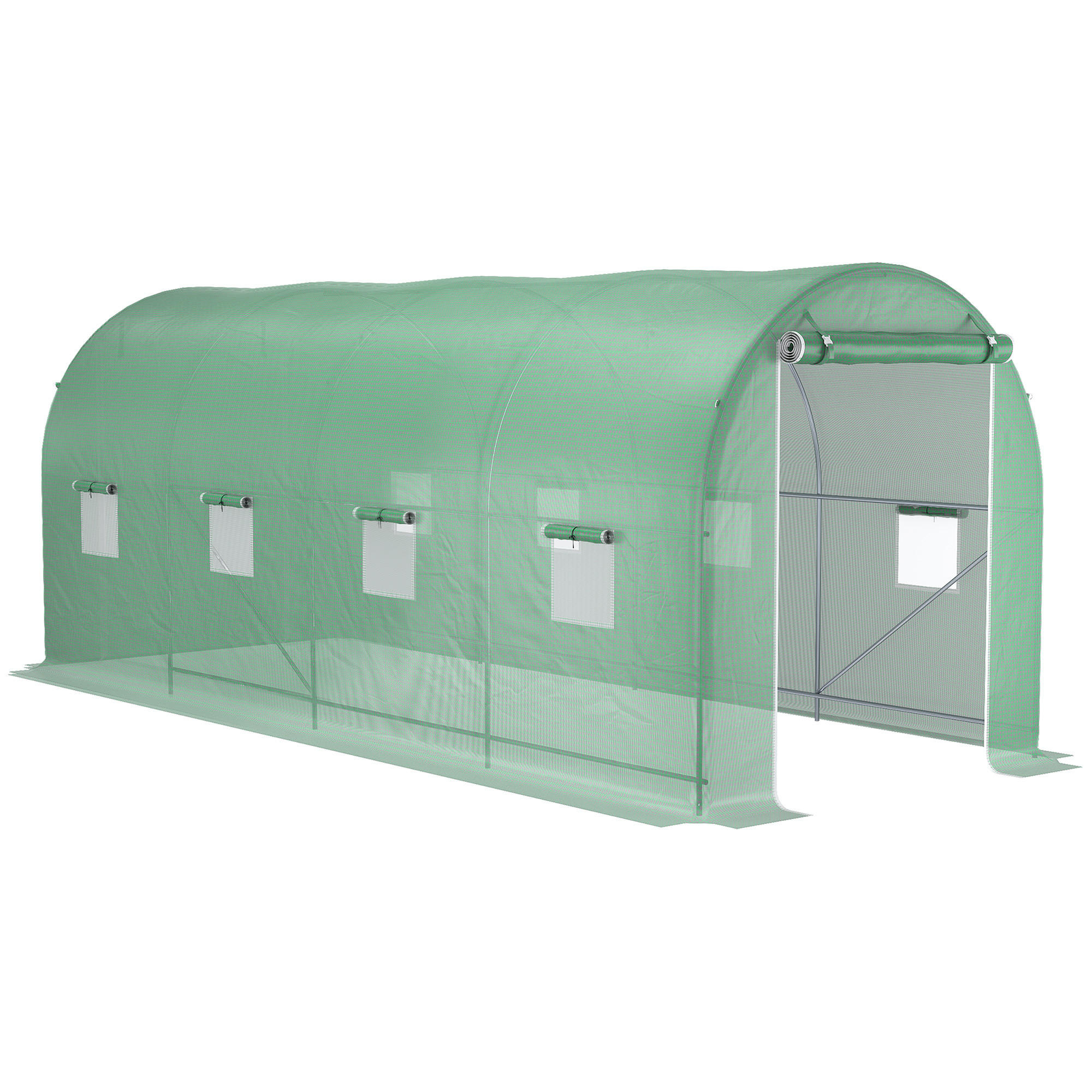 FOLIENGEWÄCHSHAUS, Grün, PE, Stahl - Grün, Kunststoff (200/205/500cm) - Outsunny