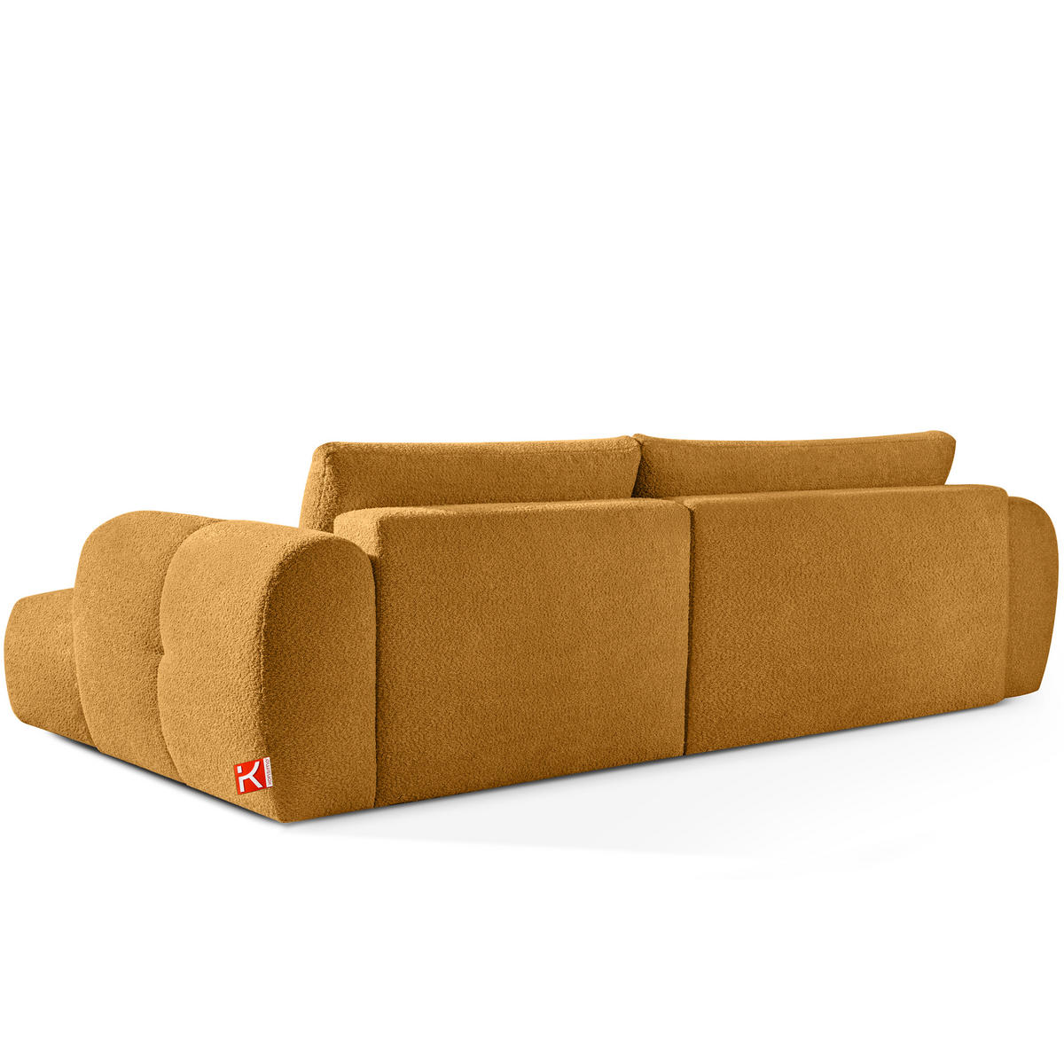 ECKSOFA MIT HOCKER LIRA, Honigfarben, Bouclé - Honig, Holz/Holzwerkstoff (96/50cm) - KONSIMO®