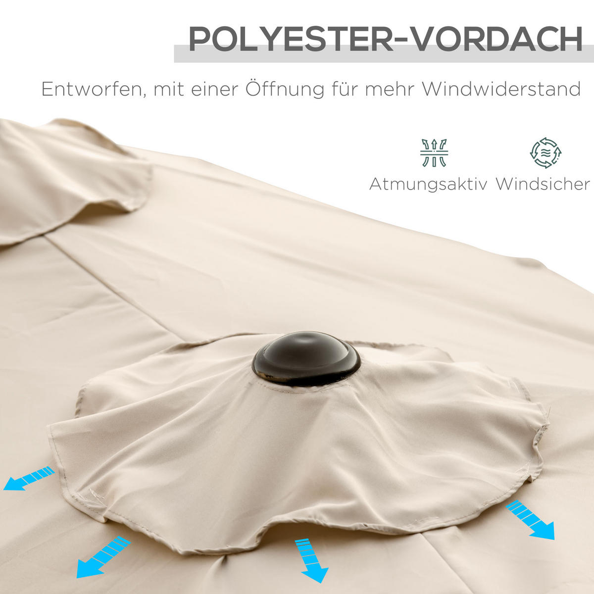 SONNENSCHIRM, Polyester, Stahl, Khaki - Braun, Metall (147/285cm) - Outsunny