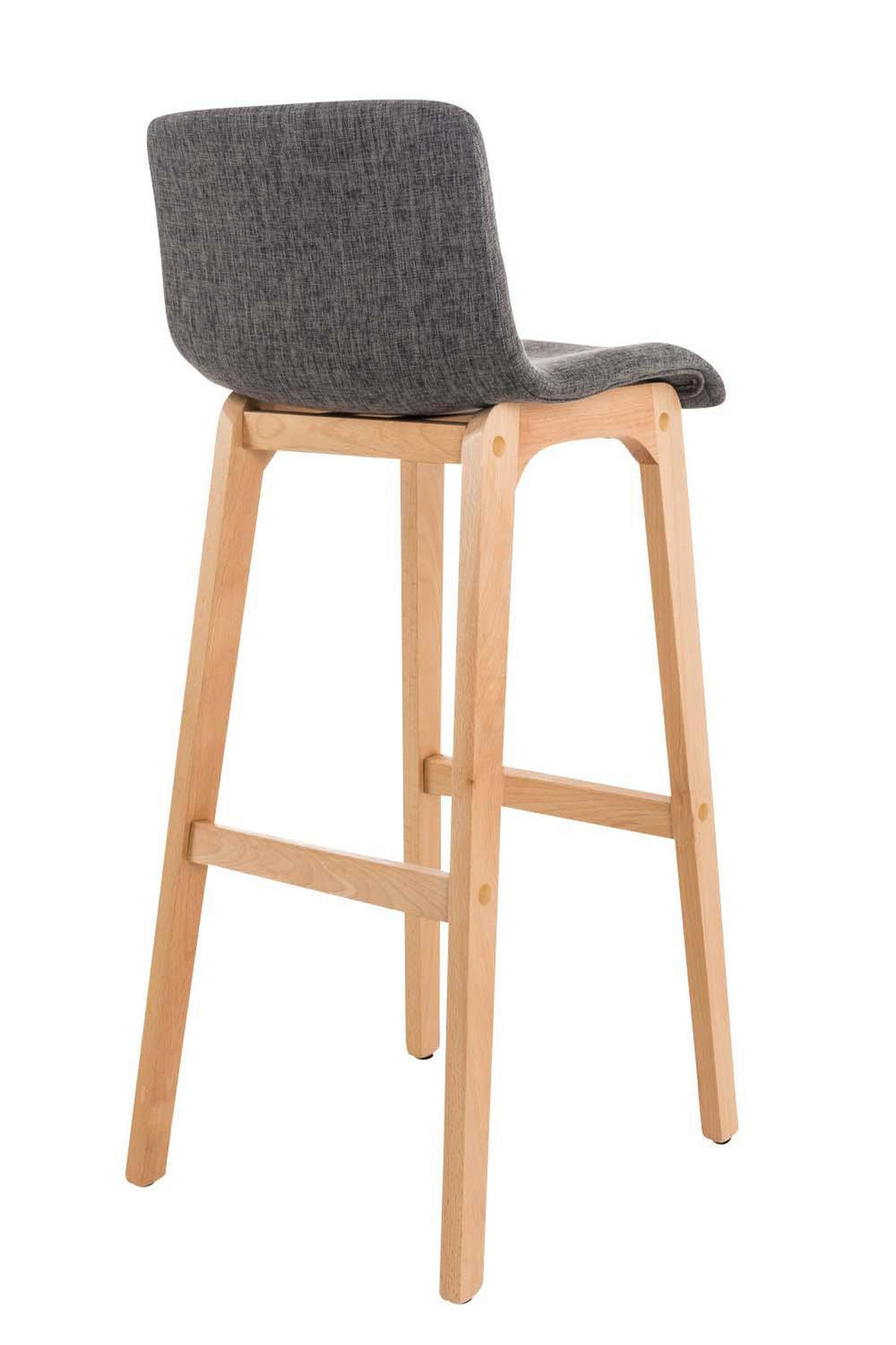 BARHOCKER Stoff hellgrau - Eukalyptusholzfarben/Hellgrau, Holz/Textil (41/101/46cm) - CLP