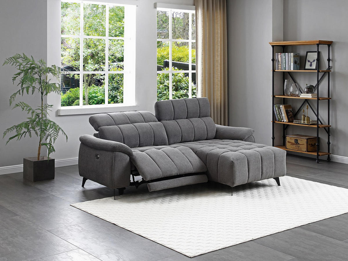 RELAXSOFA - 4 Personen - Stoff, Stoff - Grau - - Grau, Textil (230/79/169cm) - Vente-Unique