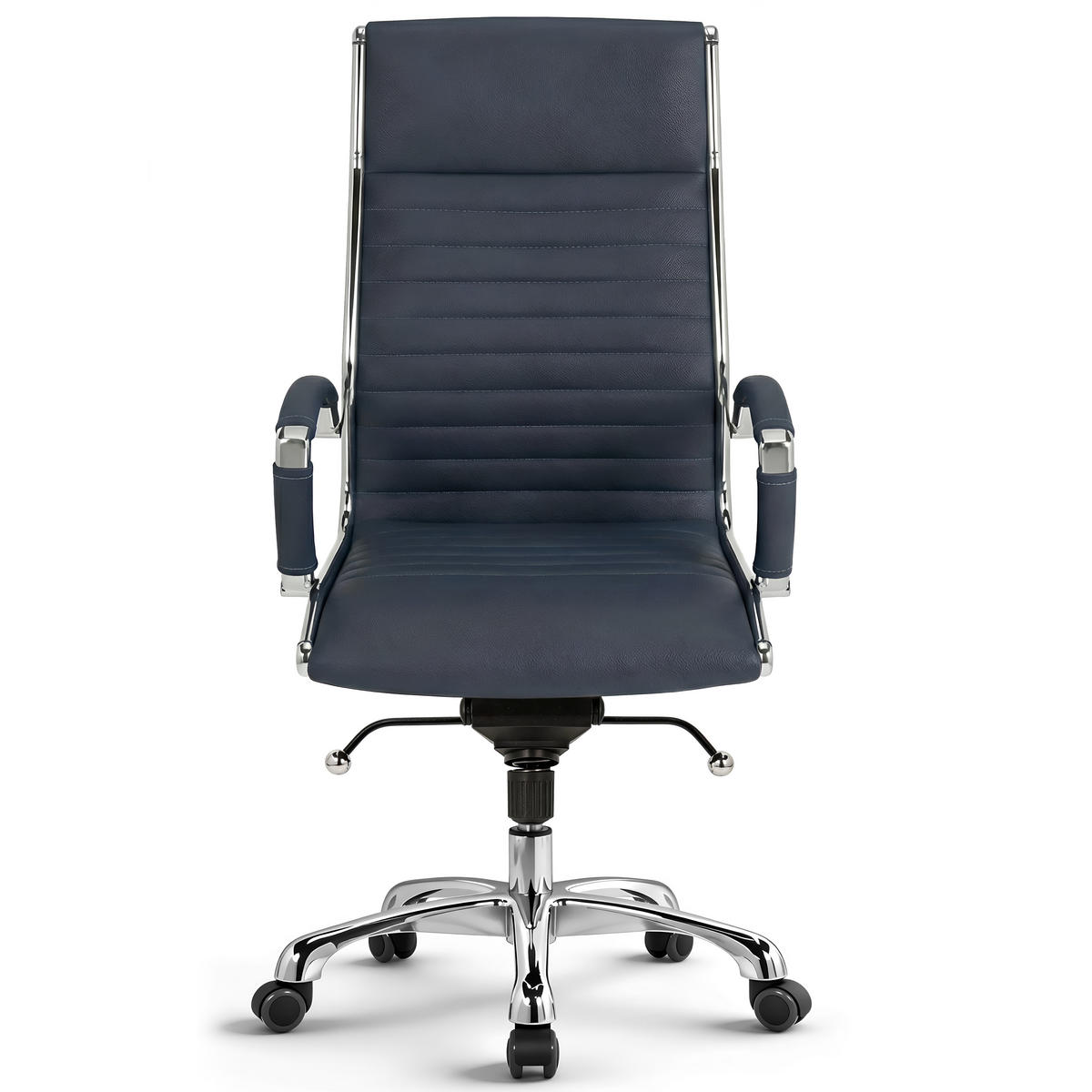 BÜROSTUHL Montreal Echtleder Dunkelblau – ergonomisch, bis 150 kg, Sitzhöhe 46-54cm - Dunkelblau, Leder/Metall (60/115/60cm) - Versee