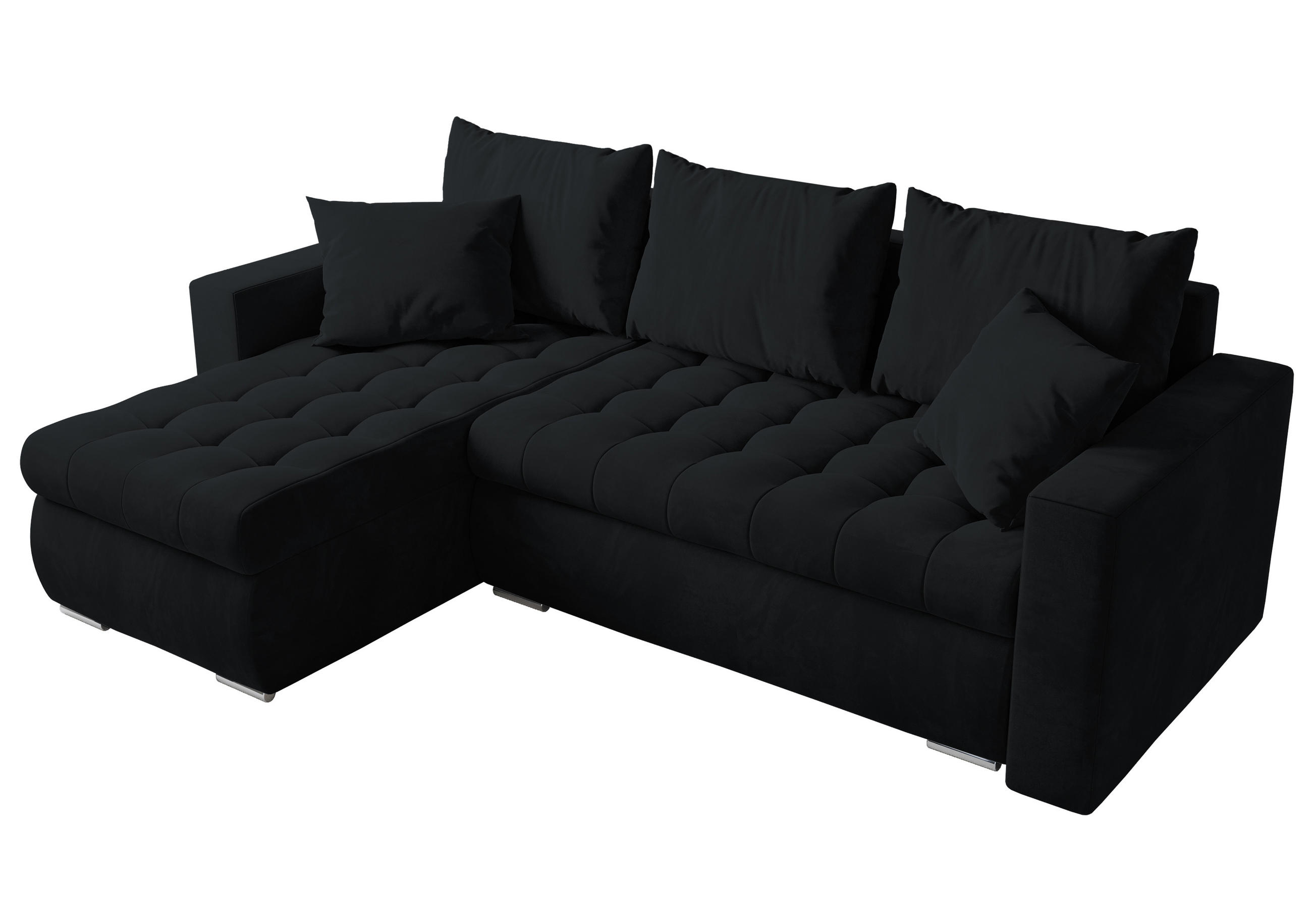 ECKSOFA Luis mit Schlaffunktion Graphit Samt - Silberfarben/Graphitfarben, Kunststoff/Textil (148/238cm) - Bromarkt