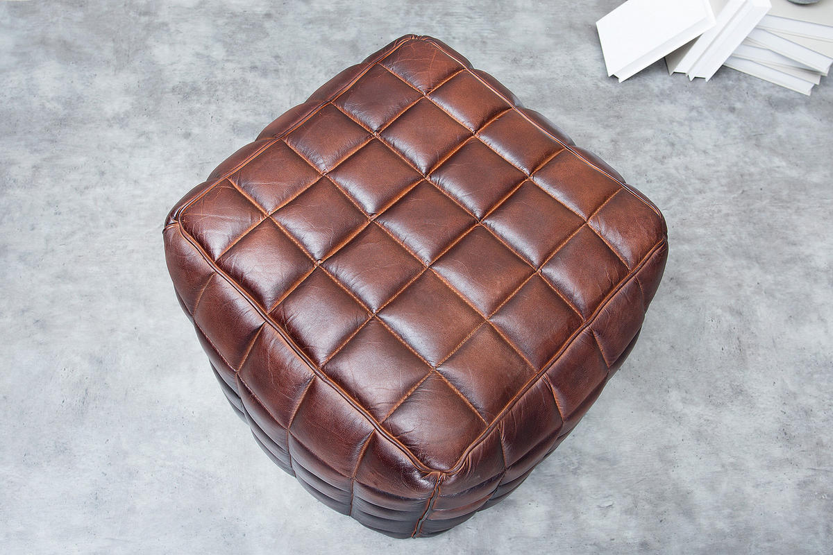 HOCKER RIDER Echtleder Braun 40 cm - Braun, Leder (40/40/40cm) - riess-ambiente