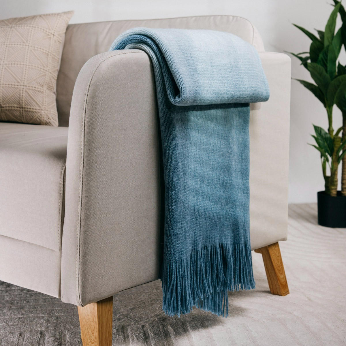 DECKE Finns blue 130/170 cm - Hellblau, Textil (130/170cm) - Homla
