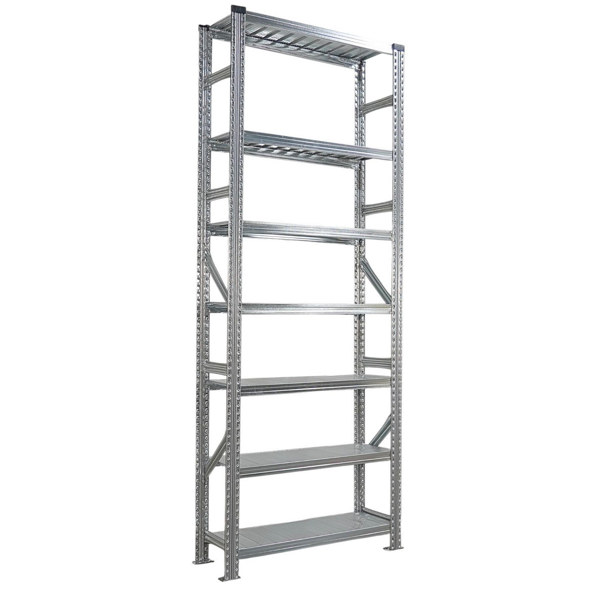 FACHBODENREGAL Proximo Stecksystem 250x360x32cm 7 Ebenen Beidseitig nutzbar Verzinkt - Silberfarben, Metall (360/250/32cm) - PROREGAL