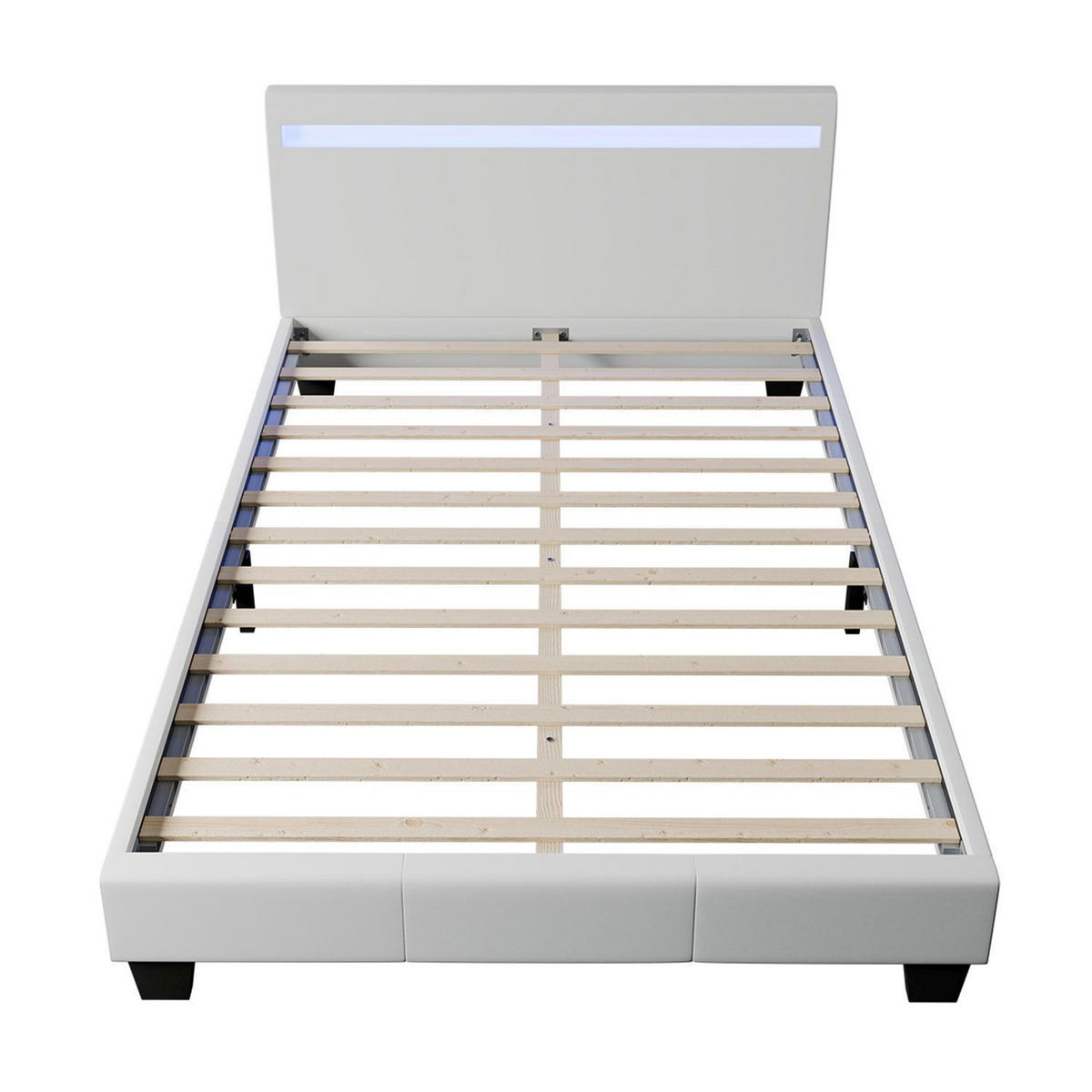 POLSTERBETT Paris mit Matratze und LED weiß 120x200cm - Weiß, Textil (120/200cm) - Juskys