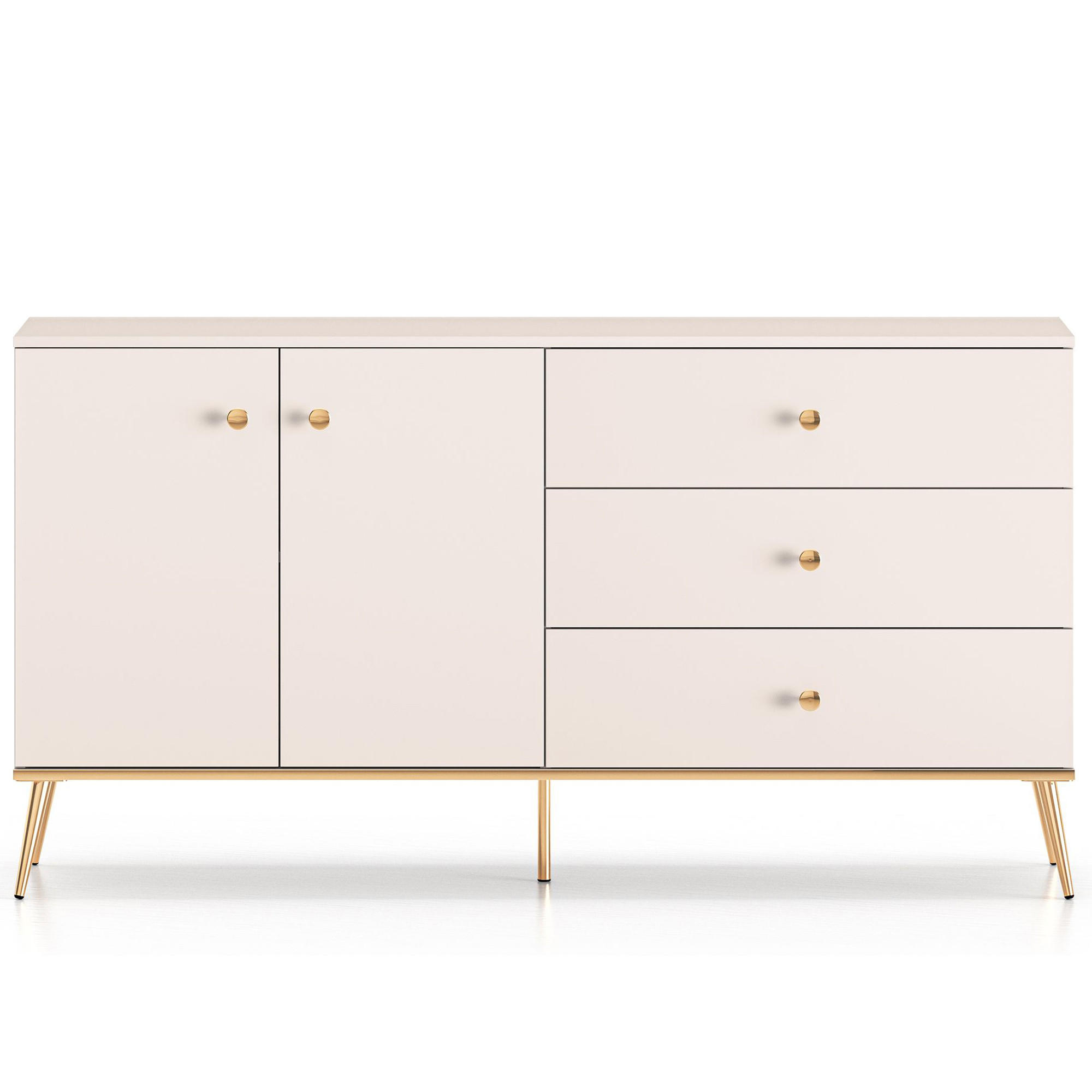 KOMMODE FRALIA,Creme - Creme, Holzwerkstoff (160/85/40cm) - KONSIMO®