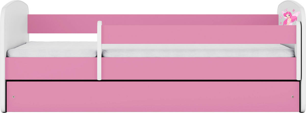 KINDERBETT Emily mit Schublade und Matratze, Rosa 80x160 cm - Rosa, Holzwerkstoff (160/80cm) - WFL GROUP