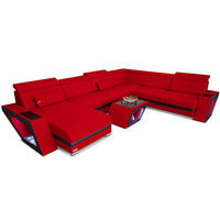 WOHNLANDSCHAFT Catania Rot Schwarz Mikrofaserstoff - Rot, Kunststoff (349/89/264cm)