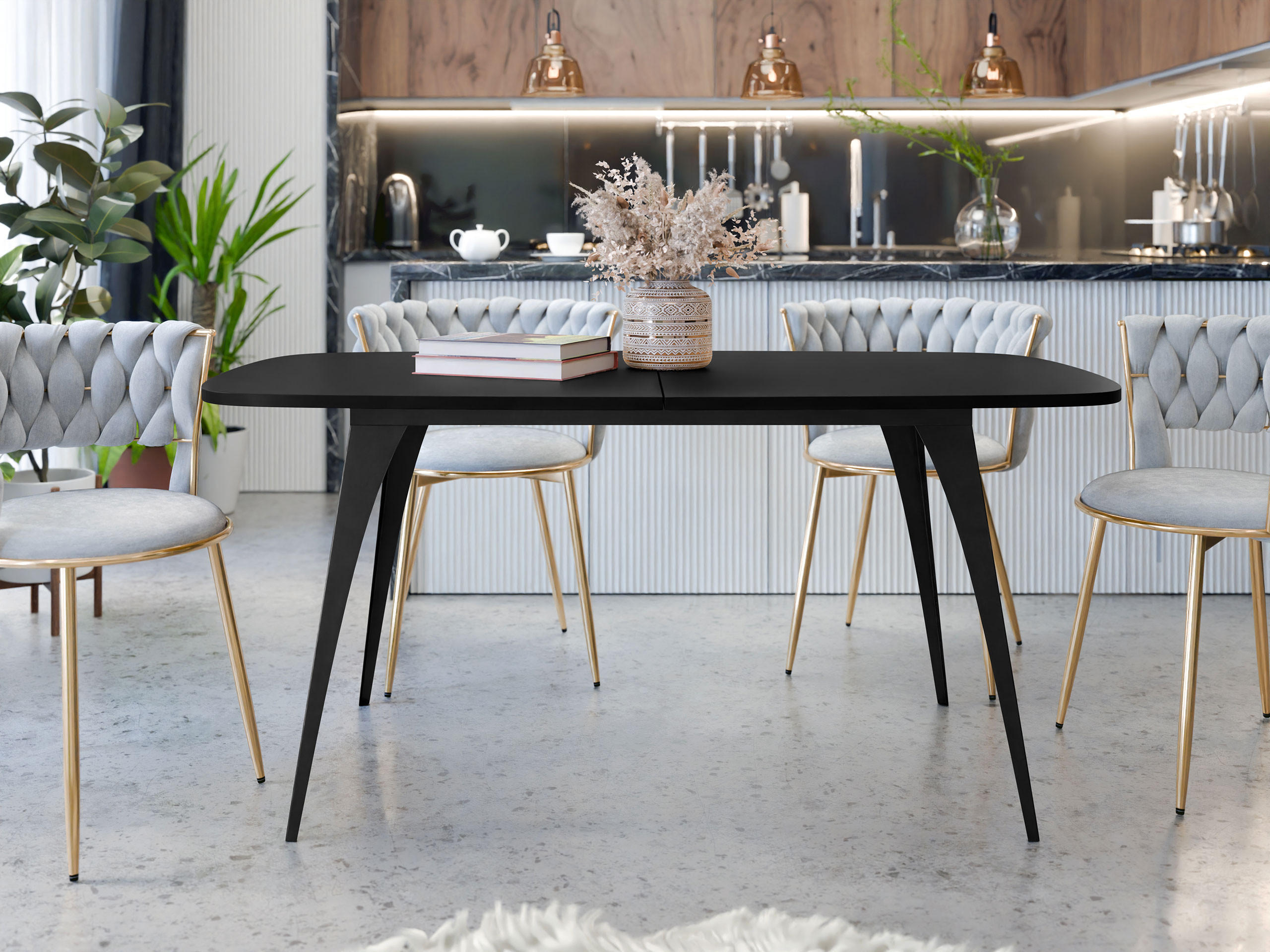 ESSTISCH Aura 160 - Multicolor/Schwarz, Holzwerkstoff/Metall (90/160/76cm) - MIRJAN24