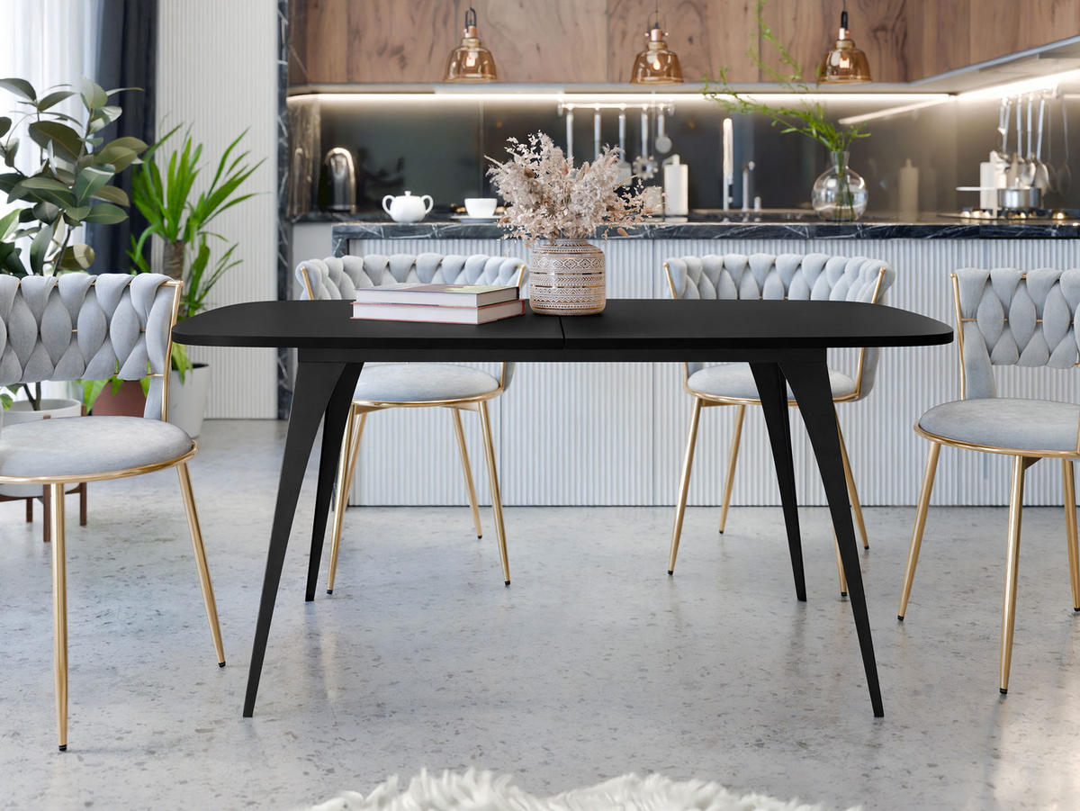 ESSTISCH Aura 160 - Multicolor/Schwarz, Holzwerkstoff/Metall (90/160/76cm) - MIRJAN24