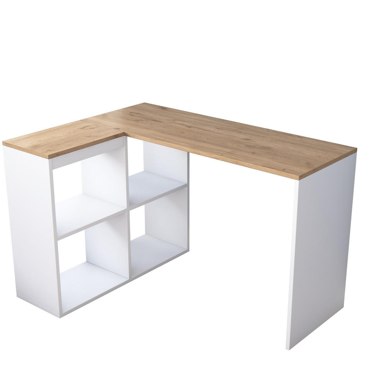 ECKSCHREIBTISCH in eiche- und weissoptik 50/120/74,8 cm - Eichefarben, Holzwerkstoff (120/50/74.8cm) - Calicosy