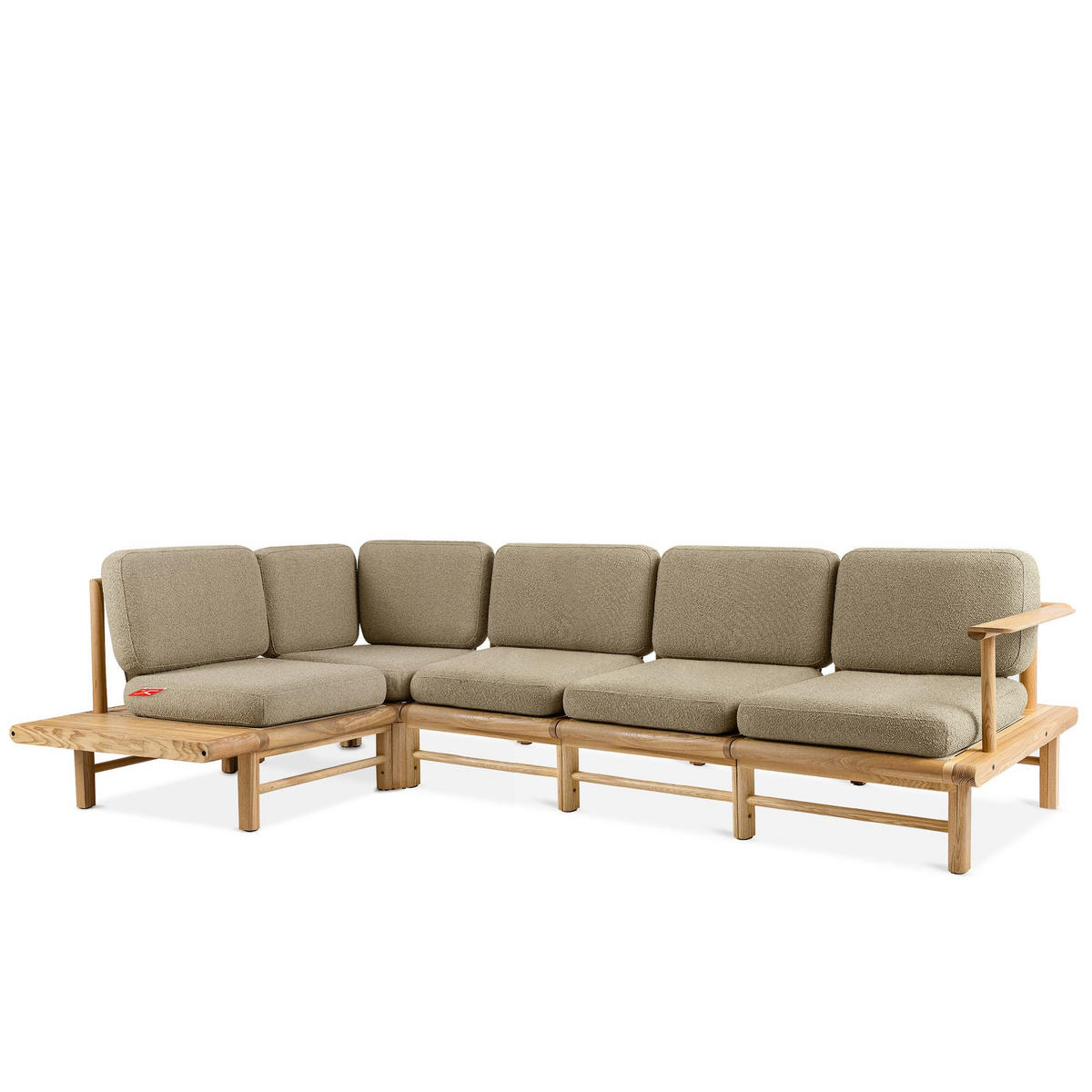 LOUNGESOFA ATREDA links - Beige, Holz/Textil (300/80/175cm) - KONSIMO®