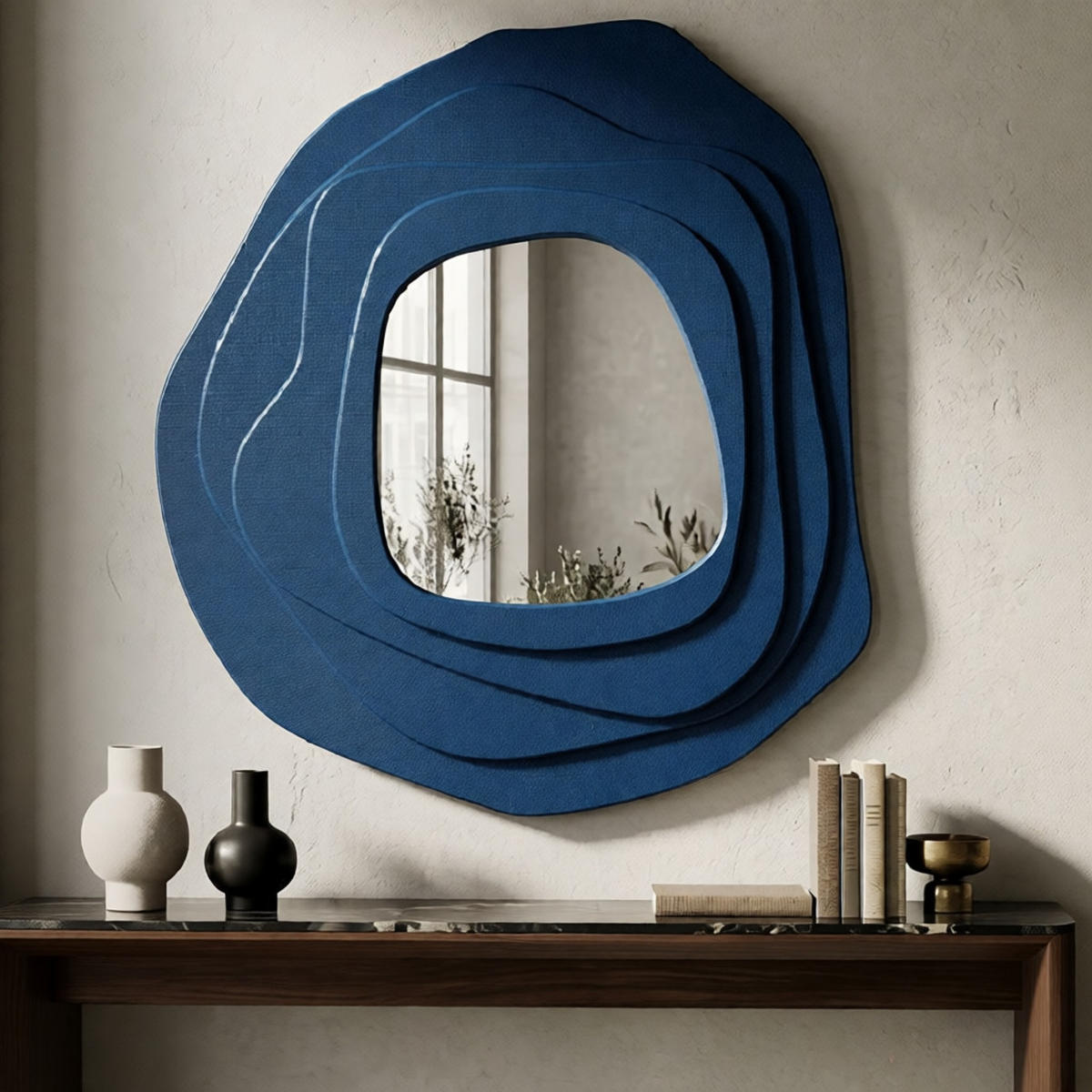 WANDSPIEGEL Dalia, blau, MDF und Spiegelglas, 90 x 4 x 97 cm - Blau, Glas/Holzwerkstoff (90/97/4cm) - Mauro Ferretti