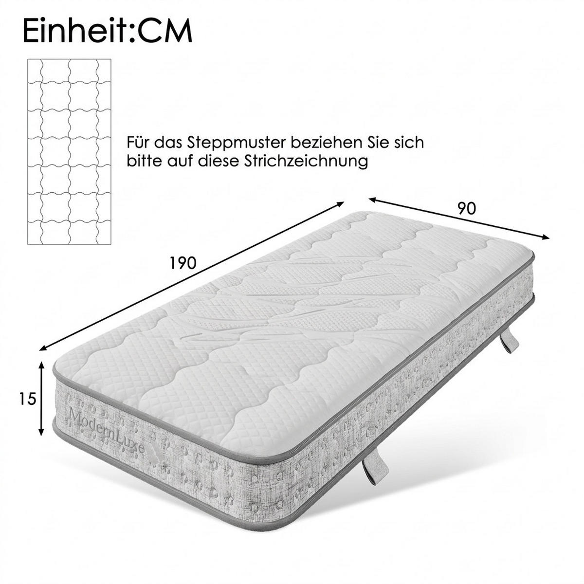 TASCHENFEDERKERNMATRATZE 90/190 cm Weiß H3 - Weiß, Textil (90/190cm) - Oxeza