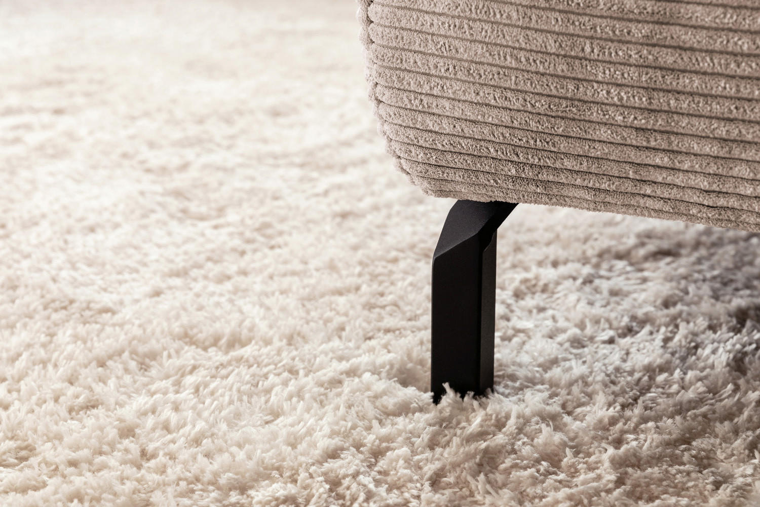 ECKSOFA DELIA Taupe Cord - Taupe/Schwarz, Textil/Metall (312/219cm) - KAWOLA