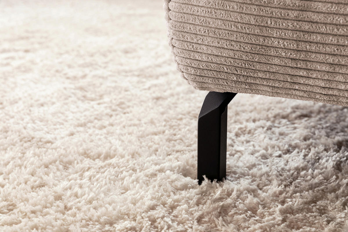 ECKSOFA DELIA Taupe Cord - Taupe/Schwarz, Textil/Metall (312/219cm) - KAWOLA