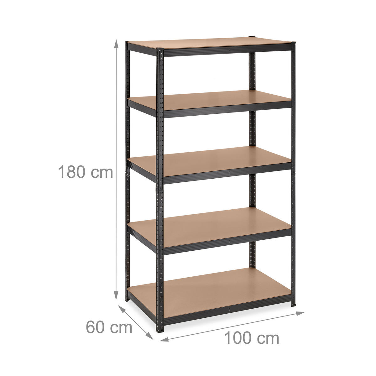 SCHWERLASTREGAL - Multicolor, Holzwerkstoff/Metall (100/180/60cm) - Relaxdays
