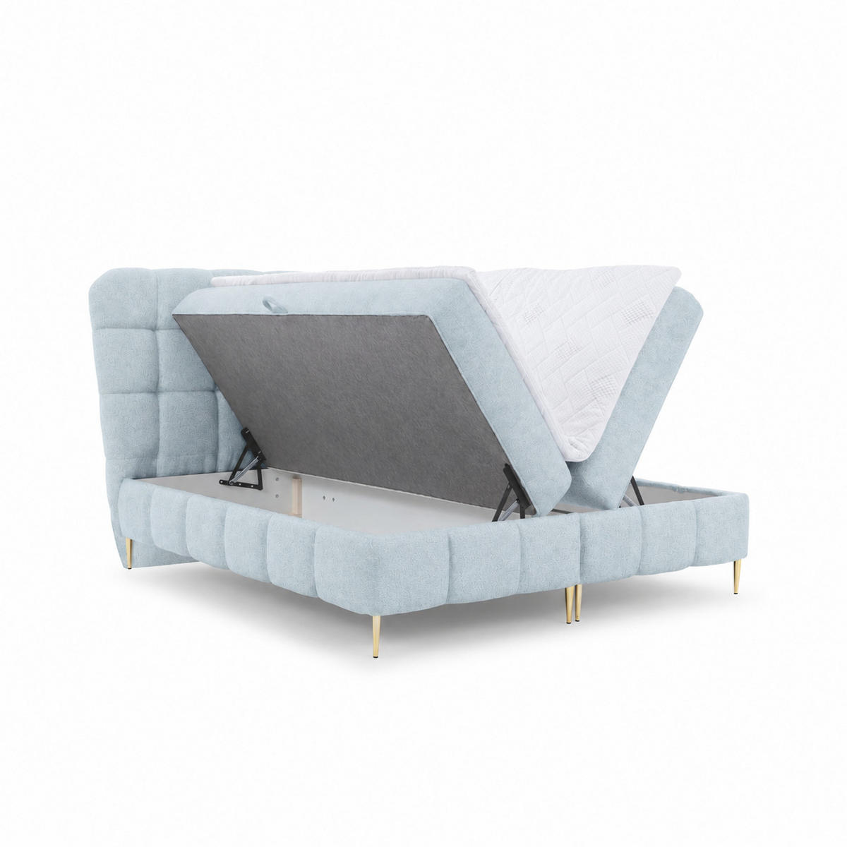 BOXBETT mit Stauraum in 160x200 cm in Hellblau - Hellblau, Textil (160/200cm) - Home Collective