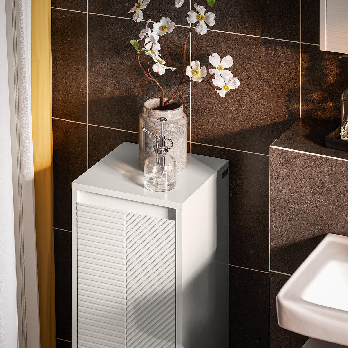 WÄSCHESCHRANK Weiß - Weiß, Holzwerkstoff (30/87/30cm) - SoBuy