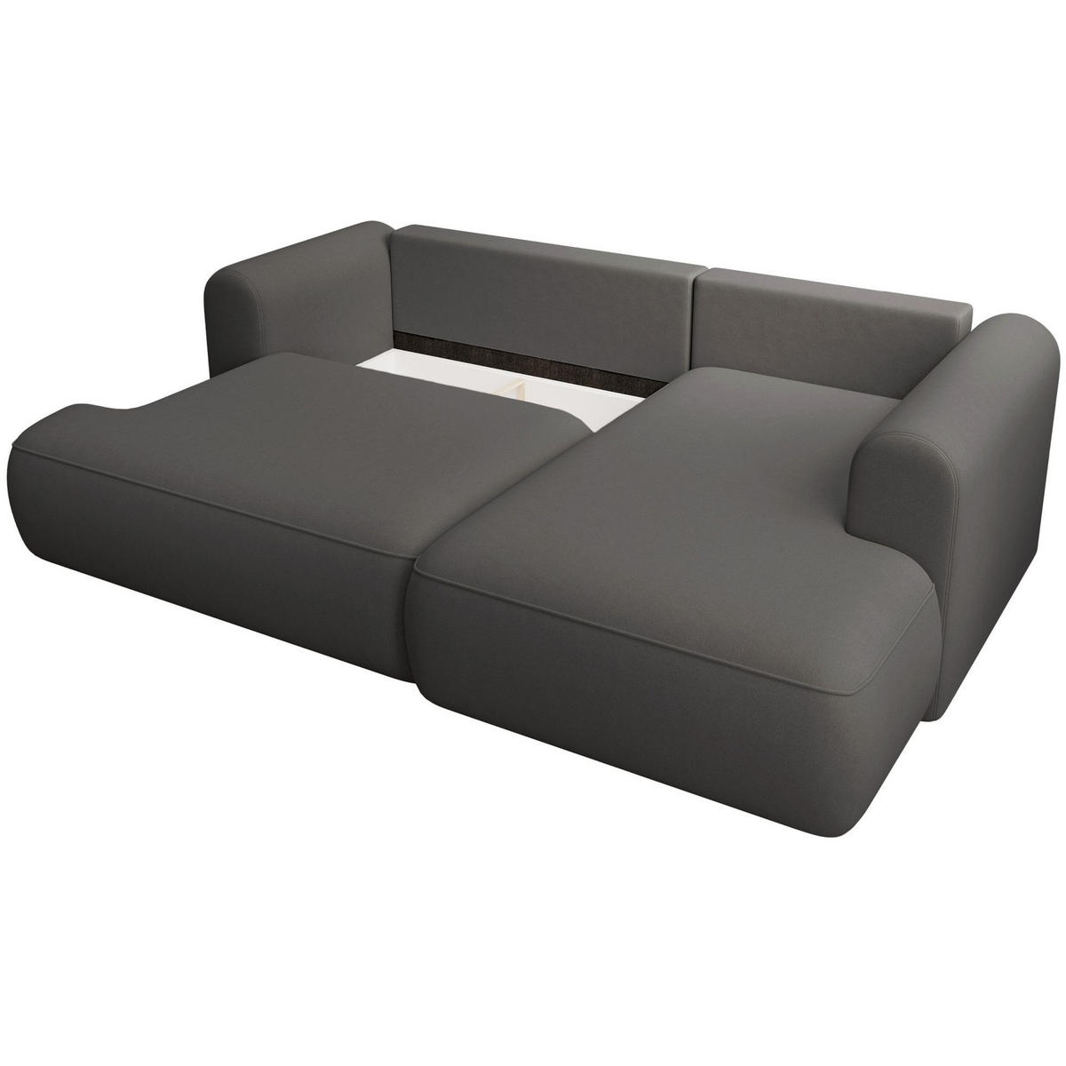 ECKSCHLAFSOFA Ovo Mini Dunkelgrau Easy-Clean-Samtbezug - Dunkelgrau/Schwarz, Kunststoff/Textil (156/238cm) - Selsey