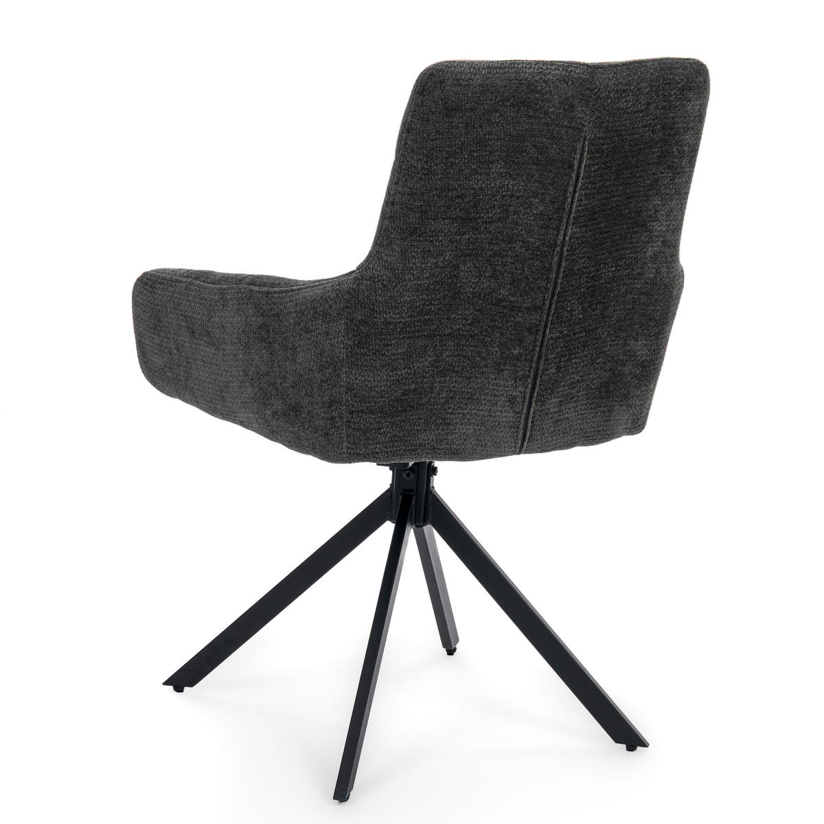 STUHL FUNO drehbar gepolsterter mit Steppung - graphit - Chenille - Dunkelgrau/Schwarz, Textil/Metall (58/87/60cm) - NEW HOME