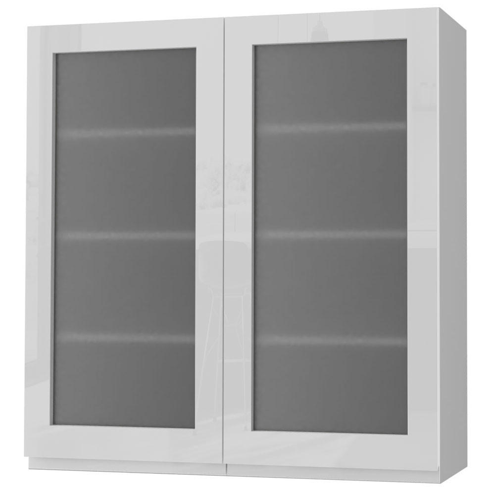 HÄNGESCHRANK Florence W4S/90 Grau / RAL 9003 signalweiß HG 90 / 32,5 / 96cm - Weiß Hochglanz/Grau, Holz/Holzwerkstoff (90/96/32.5cm) - Feldmann-Wohnen