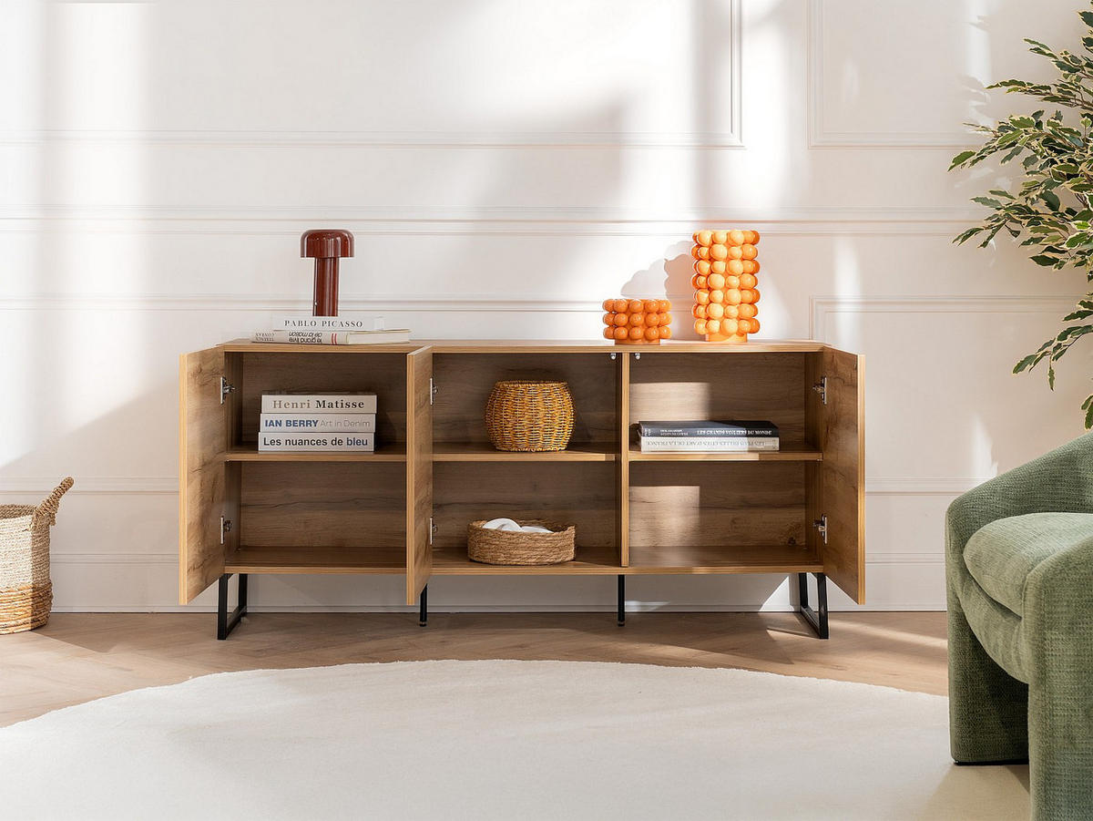 SIDEBOARD mit 3 Türen - Holzfarben - CEVANIA - Hellbraun, Holz (140/66/40cm) - Vente-Unique