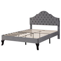 POLSTERBETT 140/200 cm DE-00087, in Grau, verstellbarem Kopfteil und Lattenrost - Grau, Holz (140/200cm) - ComfortXL