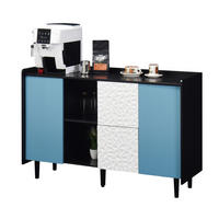 SIDEBOARD 120/40/80 cm, Schwarz/Blau, mit 2 Schubladen, offenem Fach und Schrank, Schwarz/Blau - Blau, Holzwerkstoff (120/80/40cm) - Redom