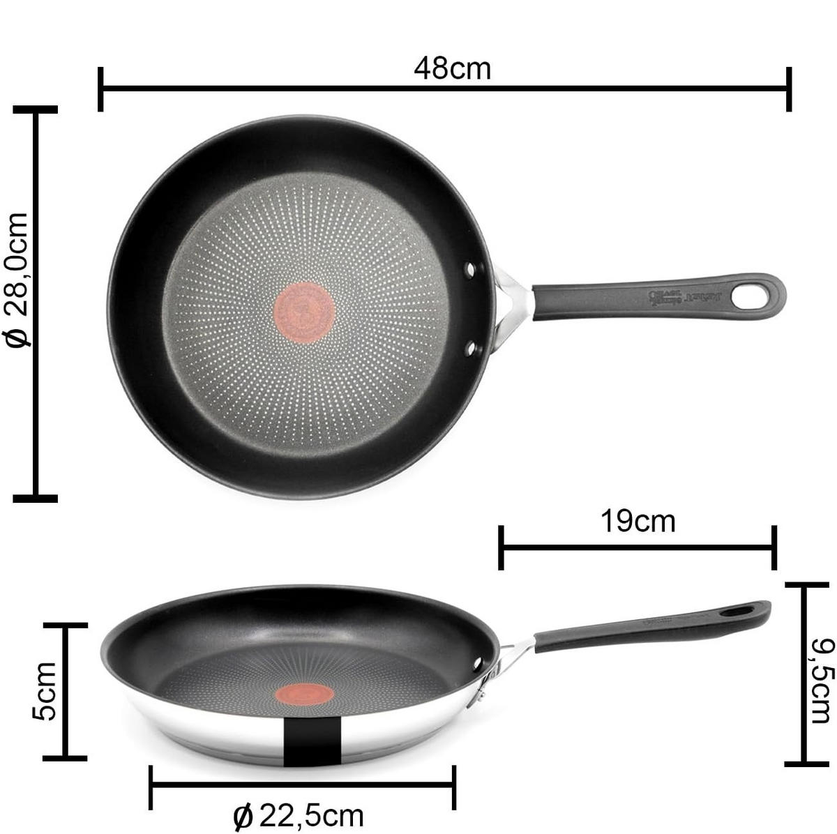 BRATPFANNE E30 Jamie Oliver Silber 28cm - Silberfarben/Schwarz, Keramik/Metall (28cm) - Tefal