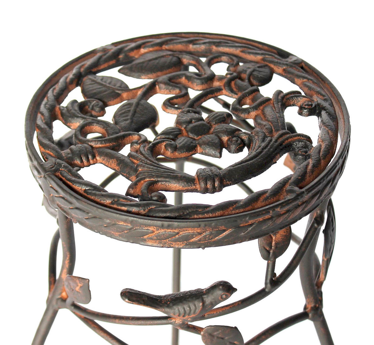 BLUMENHOCKER rund Metall Braun antik 19/19/52 cm - Braun, Metall (19/52/19cm) - DanDiBo