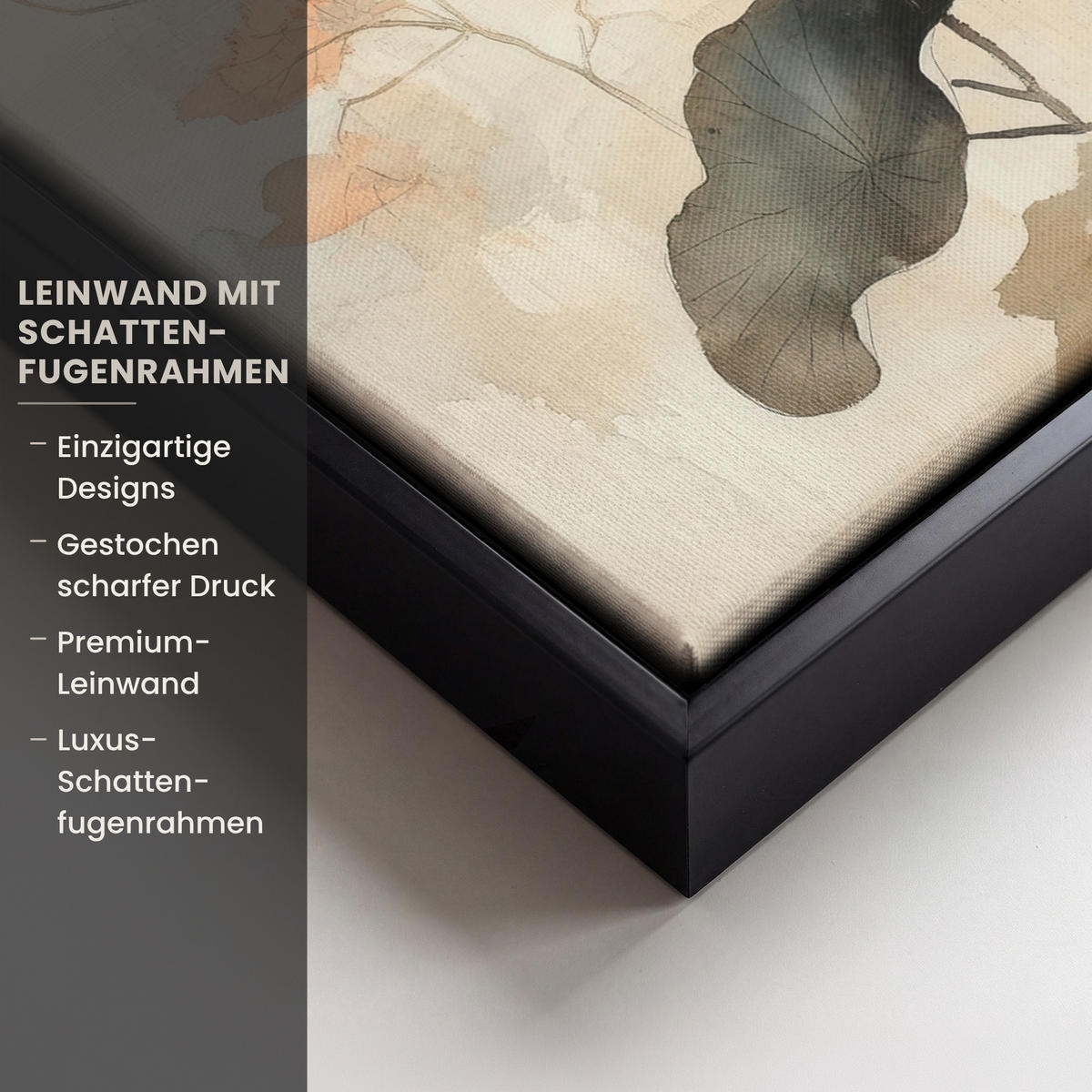 LEINWAND Bilder mit Rahmen - Blumen - Japandi - Wabi sabi - 30x40 - Sandfarben, Textil (30/40cm) - MuchoWow
