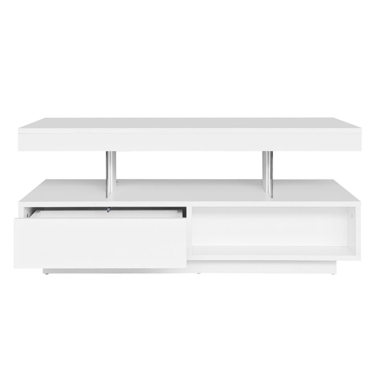 COUCHTISCH mit LED 95 x 50 x 42,5 cm Hochglanz Weiß - Weiß, Holzwerkstoff (95/50/42.5cm) - Meubliv
